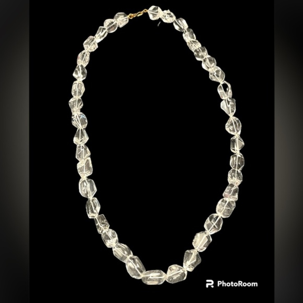 Kenneth Lane Clear Rock Crystal Beaded Knotted Necklace 36"